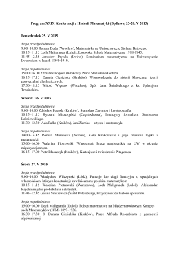 Program XXVIII Konferencji PTM z Historii Matematyki