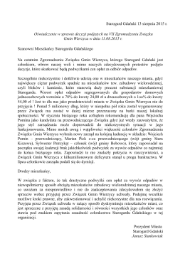 Starogard Gdański 13 sierpnia 2015 r. Oświadczenie w sprawie