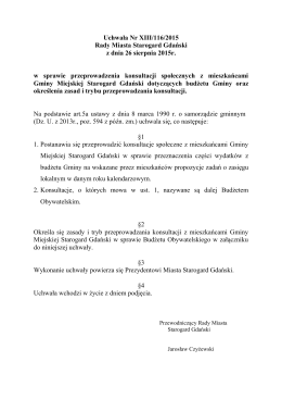 Uchwała Nr XIII/116/2015 Rady Miasta Starogard Gdański z dnia 26