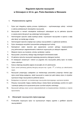 Regulamin dyżurów nauczycieli w Gimnazjum nr 22 im. gen. Piotra