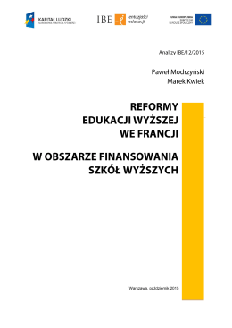 finansowanie edukacji wyższej - Raporty i rekomendacje IBE