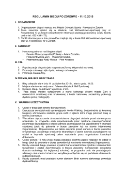 regulamin biegu po zdrowie - 11.10.2015