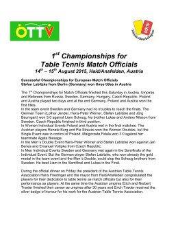 1 Championships for Table Tennis Match Officials