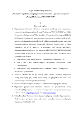 Regulamin Procedury Ofertowej - Polskie Towarzystwo Pediatryczne