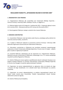 regulamin plebiscytu - Uniwersytet Mikołaja Kopernika