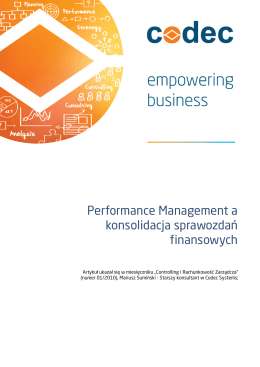 Performance Management a konsolidacja sprawozdań