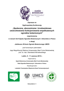 program - Rada Ogrodów Botanicznych i Arboretów w Polsce