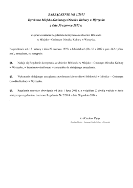 Regulamin Biblioteki Wyrzysk z 30.06.2015 SOWA