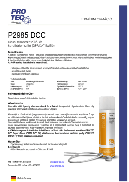DPF/Catalyst Cleaner - termékleírás - PRO-TEC