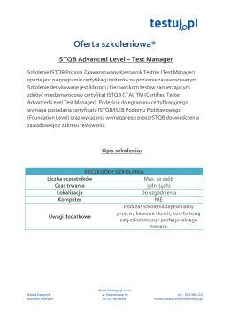 ISTQB AL Test Manager - profesjonalne szkolenia dla testerów
