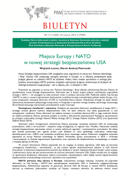 Roles of Europe and NATO in the New US National Security Strategy