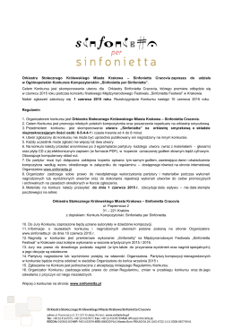 Regulamin konkursu kompozytorskiego – Sinfonietta per Sinfonietta