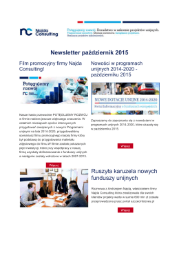Newsletter październik 2015 - Dotacje unijne 2014-2020