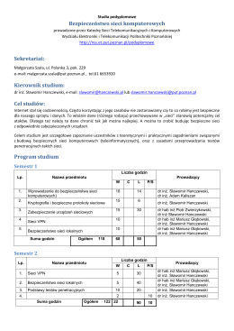Kierownik studium - Wydział Elektroniki i Telekomunikacji