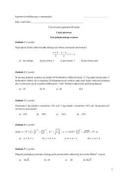 Egzamin kwalifikacyjny z matematyki 2014