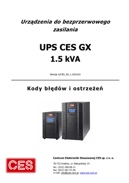 Kody błędów w zasilaczu UPS CES GX 1,5kVA