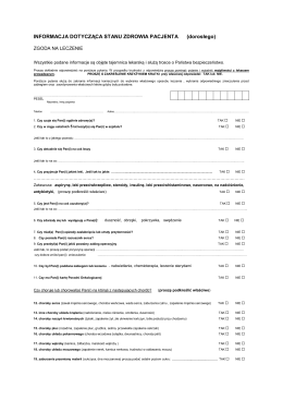 INFORMACJA DOTYCZĄCA STANU ZDROWIA - Fan-Dent