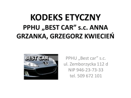 KODEKS ETYCZNY P.P.H.U. BEST CAR ANNA GRZANKA