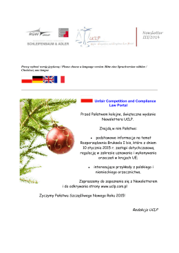 Newsletter III/2014, nr 3 - Unfair Competition & Compliance Law Portal