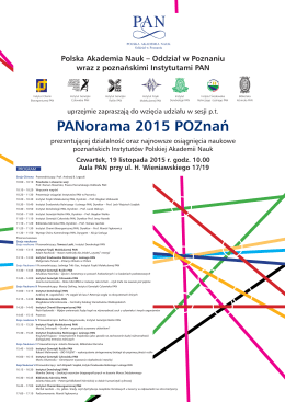 PANorama 2015 POZnań - Instytut Chemii Bioorganicznej