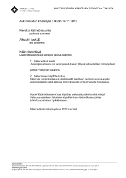 Auktorisoidun kääntäjän tutkinto 14.11.2015 Kielet