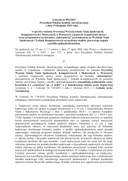 Uchwała nr 892/2015 Prezydium Polskiej Komisji Akredytacyjnej z