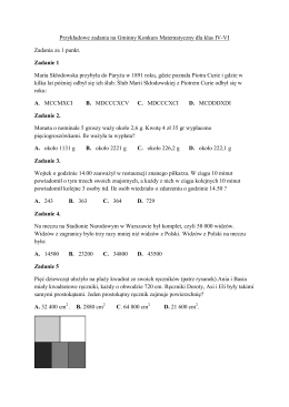 Przykładowe zadania na Gminny Konkurs Matematyczny dla klas IV