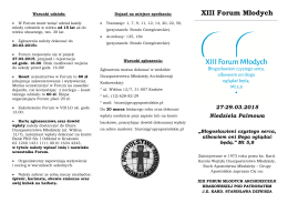 Ulotka - XIII Forum Młodych 2015