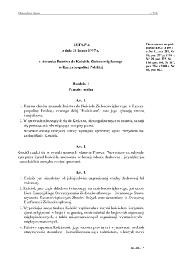 Ustawa z dnia 20 lutego 1997 r. o stosunku Państwa do Kościoła