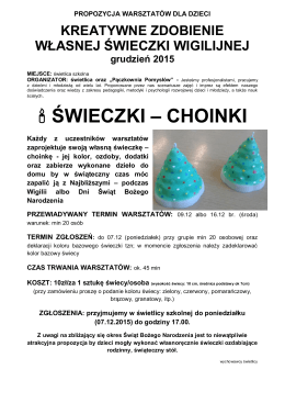 Zaproszenie na warsztaty świeczki_choinki w grudniu