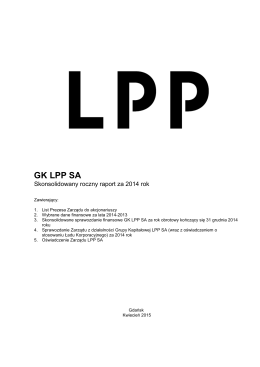 Skonsolidowany roczny raport GK LPP SA za 2014