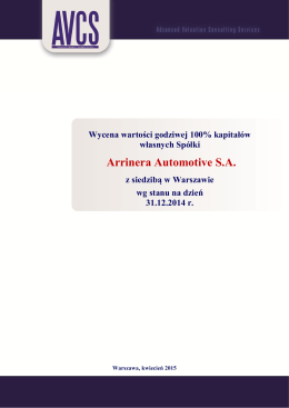 Raport z wyceny Arrinera Automotive S.A. _ 31.12.2014 r._v6