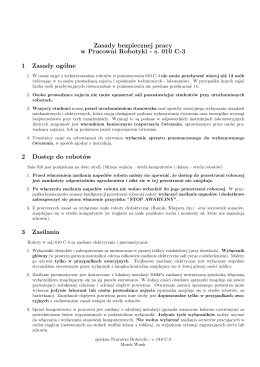 Zasady bezpiecznej pracy w Pracowni Robotyki - s. 010 C