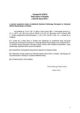 Uchwała Nr IV/38/15 Rady Gminy w Gnojniku z dnia 05 marca 2015 r.