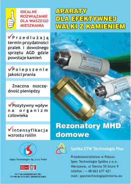 Rezonatory MHD domowe Rezonatory MHD domowe