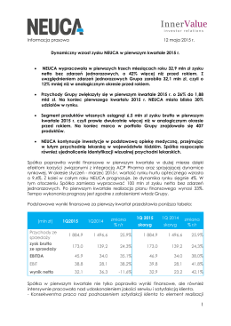 Dynamiczny wzrost zysku NEUCA w pierwszym kwartale 2015 r