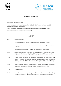 IV Bałtycki Okrągły Stół AGENDA