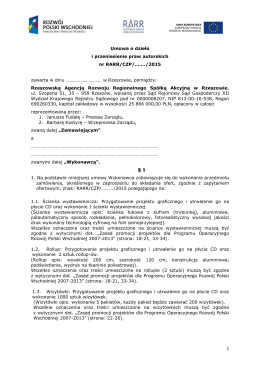 Umowa o dzieło i przeniesienie praw autorskich nr RARR/CZP