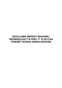 Regulamin imprezy - TAURON Arena Kraków