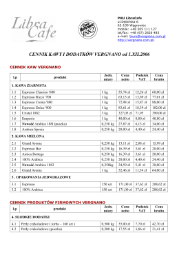 CENNIK KAWY I DODATKÓW VERGNANO od 1.XII.2006