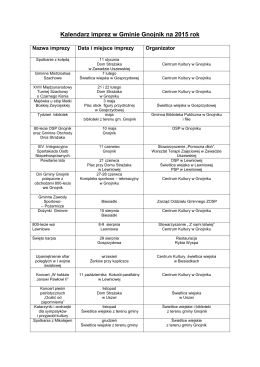 Kalendarz imprez w Gminie Gnojnik na 2015 rok