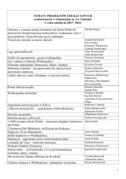 Lista tematów projektów edukacyjnych w formacie pdf.