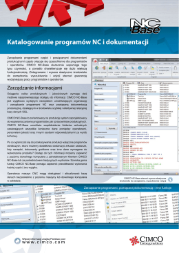 Katalogowanie programów NC i dokumentacji