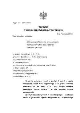 II CSK 573-13 - Zwrot Nieruchomości