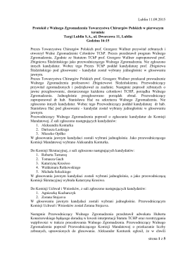 Protokół Walne Zgromadzenie - Towarzystwo Chirurgów Polskich