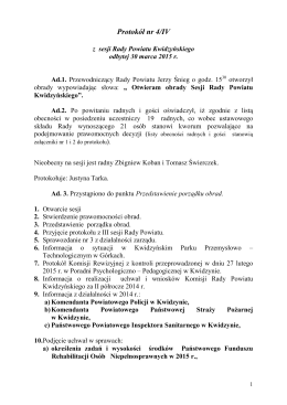 Protokół z sesji Rady Powiatu Kwidzyńskiego z dnia 30.03.2015 r.
