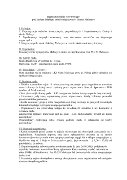 Regulamin rajdu - Stowarzyszenie Sympatyków Malczyc
