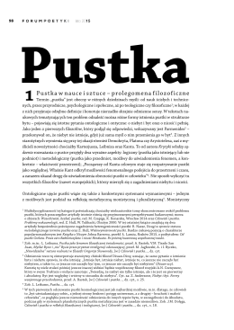 Pustka w nauce i sztuce – prolegomena filozoficzne