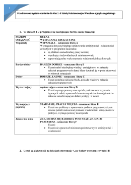 PSO i kryteria oceniania z języka angielskiego w klasach 1-3