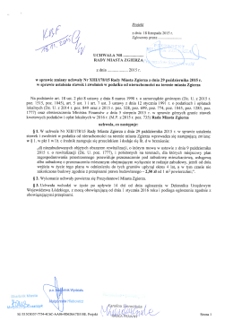 Podjęcie uchwały w sprawie zmiany uchwały Nr XIII/178/15 Rady
